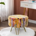 thumbnail image 1 of Home Soft Things Multi Jacquard Faux Fur Round Ottoman - Orange - 18" x 18" x 18", 1 of 8