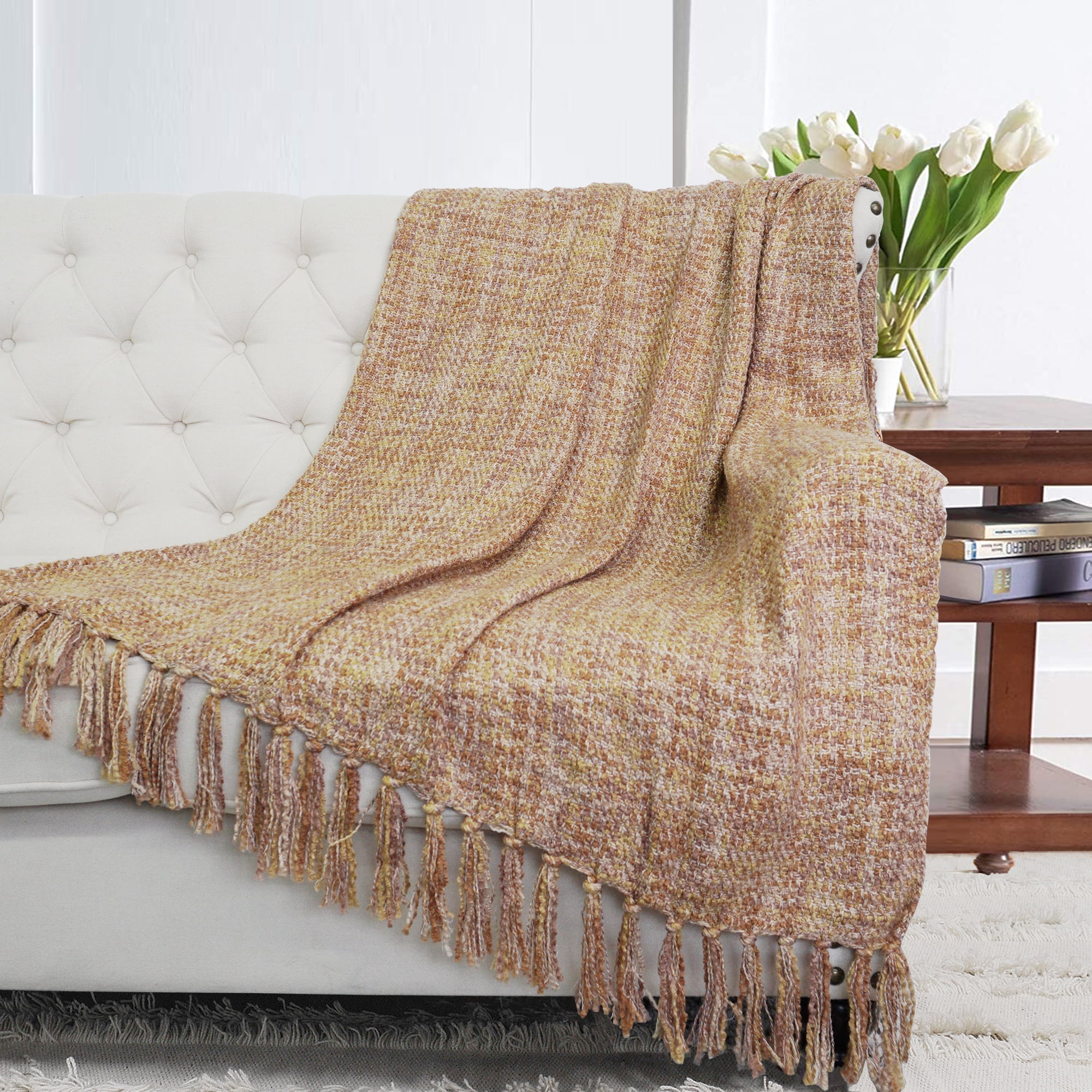Home Soft Things Jeté de lit tissé Naga, 152,4 x 203,2 cm, Bleu Ashley