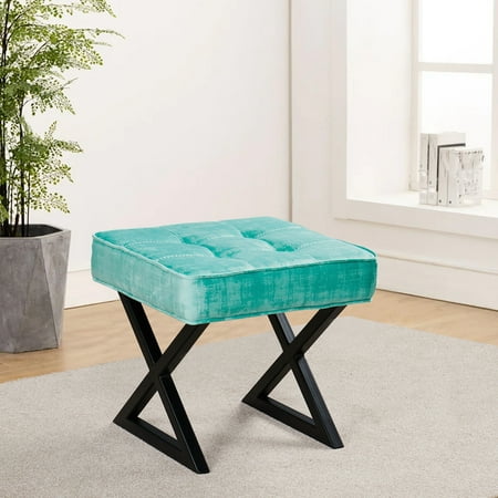 Home Soft Things North Sea Textured Velvet Vanity Stool Ottoman - 18X18X17"