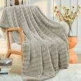 thumbnail image 1 of Home Soft Things Oversized Derby Double Sided Fauxfur Throw Silver Microfiber, 1 of 9