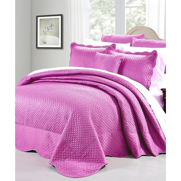 Home Soft Things Oversized Matte Satin 4-piece Bedspread Set Rose Purple King, 120" x 120"