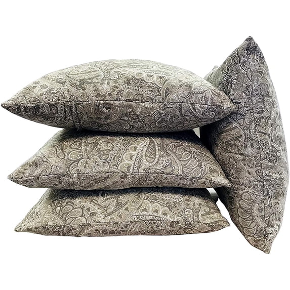 Home Soft Things Paisley Suede 4 Piece Throw Pillow Cover Set - Frost Grey - 20" x 20"