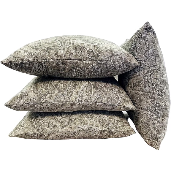 Home Soft Things Paisley Suede 4 Piece Throw Pillow Cover Set - Frost Grey - 20" x 20"