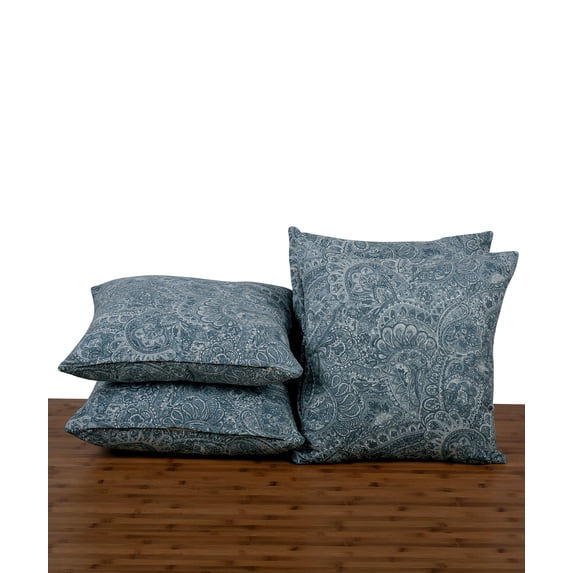 Home Soft Things Paisley Suede 4 Piece Throw Pillow Cover Set - Silver Blue - 20" x 20"