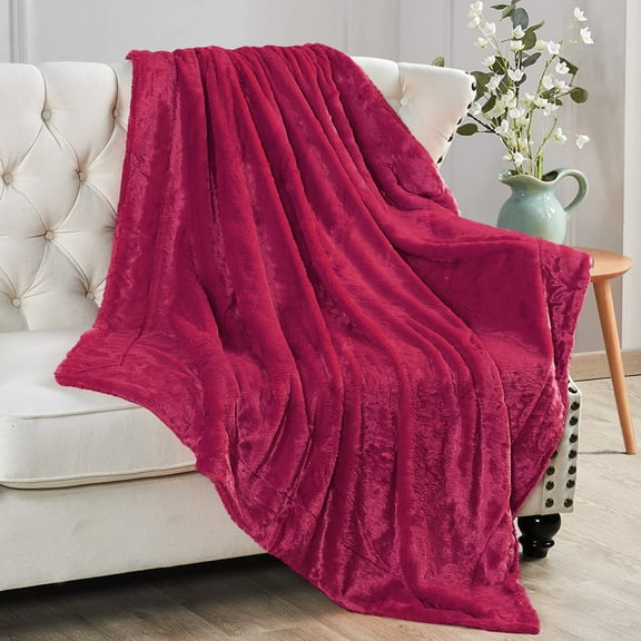 Home Soft Things Plain Faux Fur Throw - Chilli Pepper - 50" x 60"