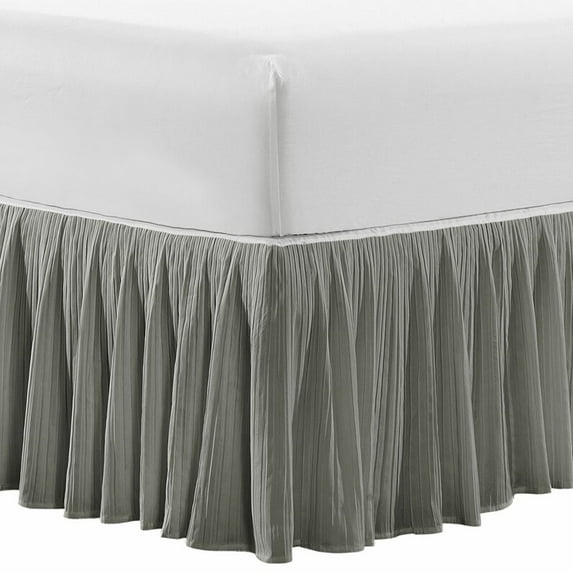 Home Soft Things Pleated Bed Skirt - 18" drop Length - Marisol Grey - Queen (60" x 80" + 18")
