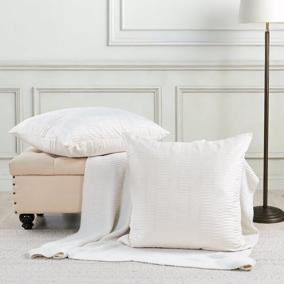 Home Soft Things Pleated Velvet 2 Piece Throw Pillow Cover Set - Gardenia - 26" x 26"