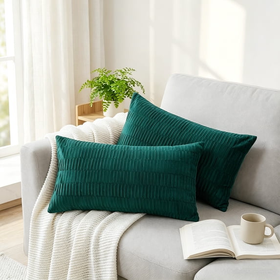 Home Soft Things Pleated Velvet 2 Piece Throw Pillow Cover Set - Sapphire - 14" x 26"