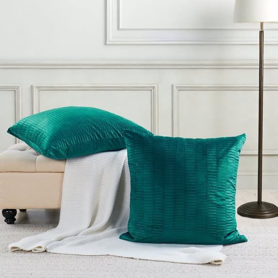 Home Soft Things Pleated Velvet 2 Piece Throw Pillow Cover Set - Sapphire - 26" x 26"