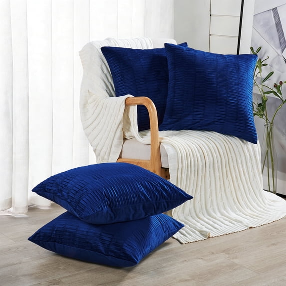 Home Soft Things Pleated Velvet 4 Piece Throw Pillow Cover Set - Blue - 20" x 20"