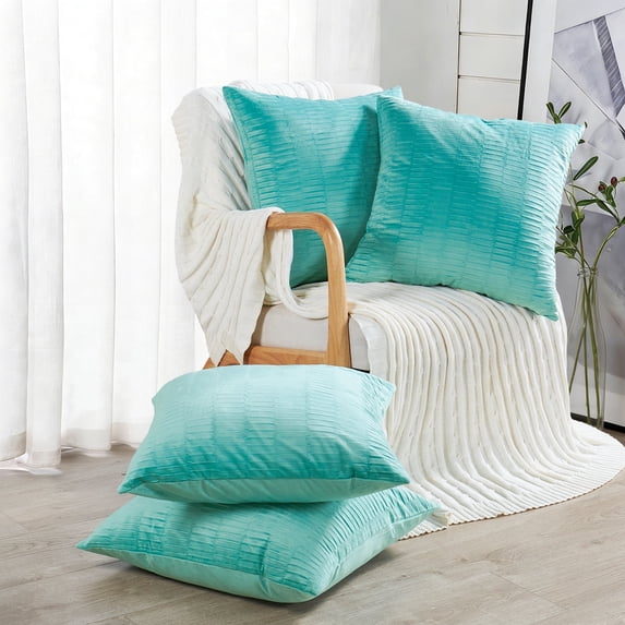 Home Soft Things Pleated Velvet 4 Piece Throw Pillow Cover Set - North Sea - 20" x 20"