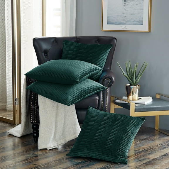 Home Soft Things Pleated Velvet 4 Piece Throw Pillow Cover Set - Sapphire - 20" x 20"