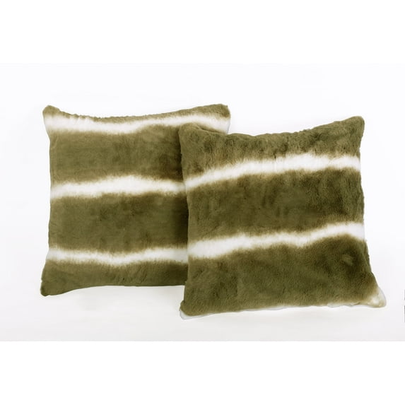 Home Soft Things Plush Striped Faux Fur Pillow Covers, Set of 2, 20"x20", Boma