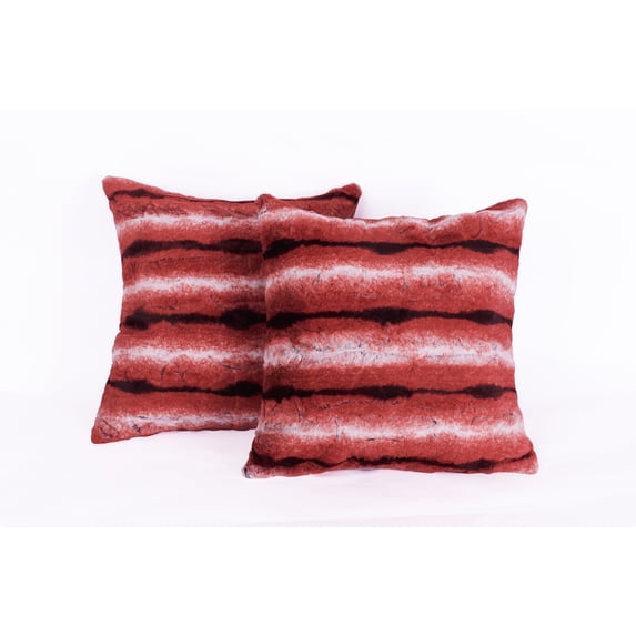 Home Soft Things Plush Striped Faux Fur Pillow Covers, Set of 2, 20"x20", Songo