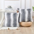 thumbnail image 1 of Home Soft Things Plush Striped Faux Fur Throw Pillow Covers, Modern Soft Pillow Cases for Sofa or Bed, Pillow Inserts Not Included, Set of 2, 20" x 20", Beckie Stripe-Quarry, 1 of 8
