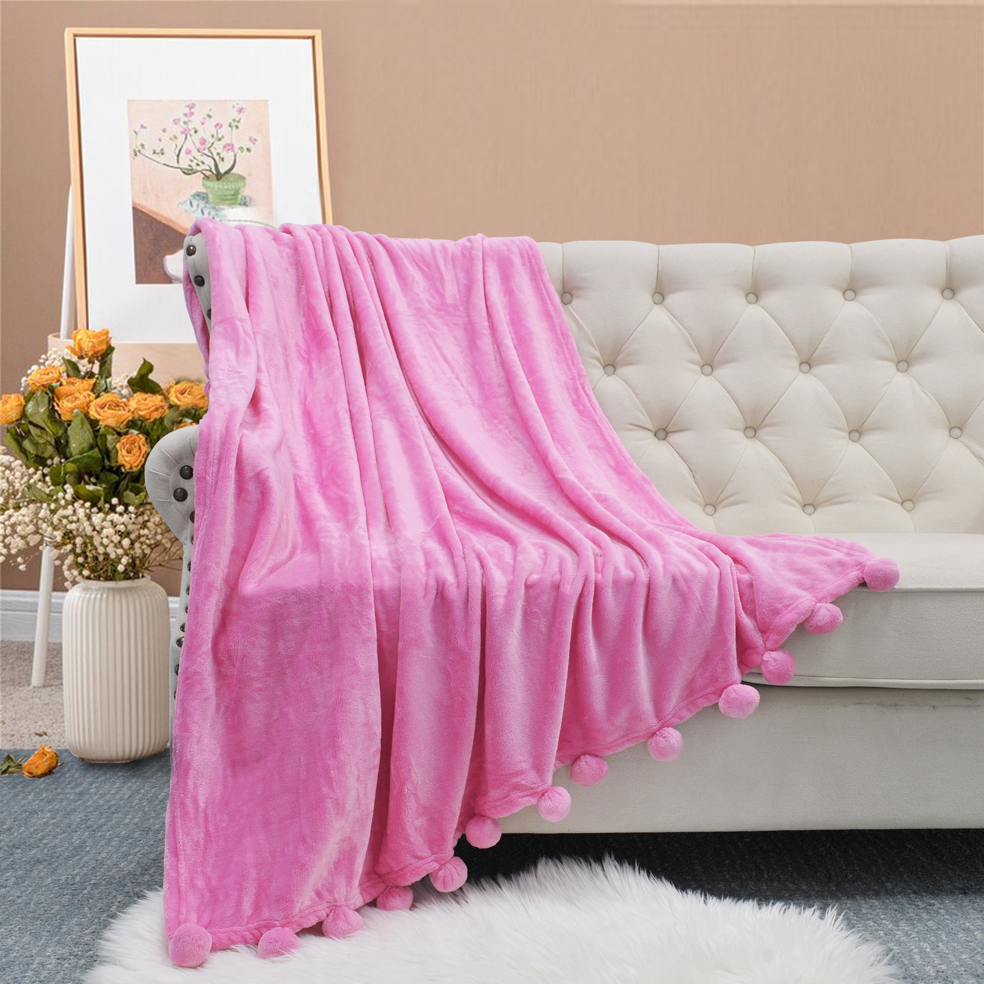 Home Soft Things Pompom Throw Festival Fuchsia 50 x 60 Walmart