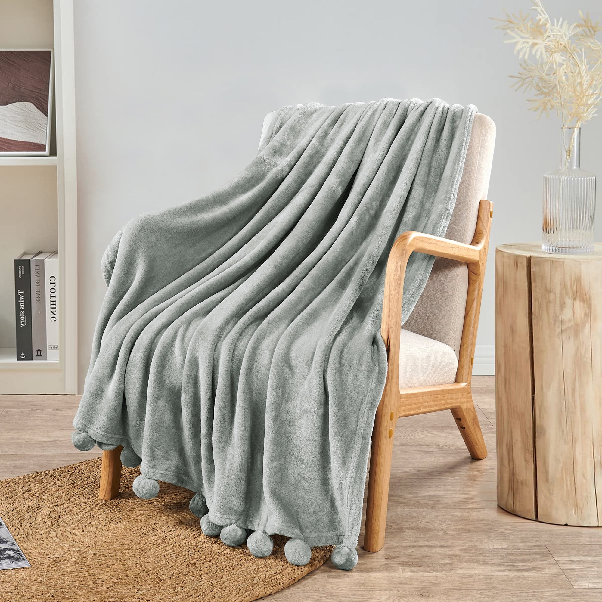 Silver Gray Reversible Fleece Sherpa Kids Throw Blanket