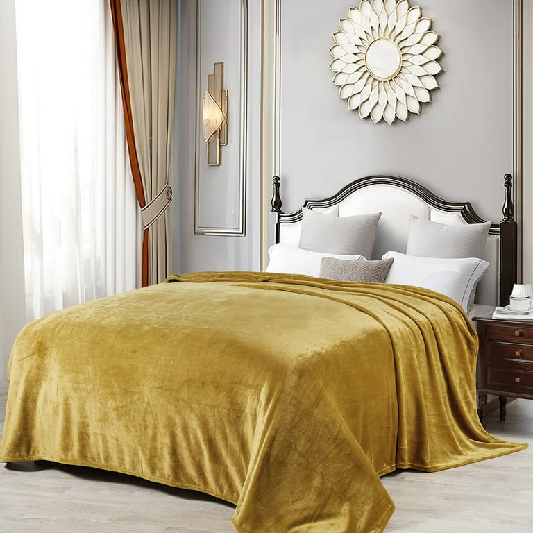 Home Soft Things Printed Flannel Fleece Blanket Golden Spice Queen 90