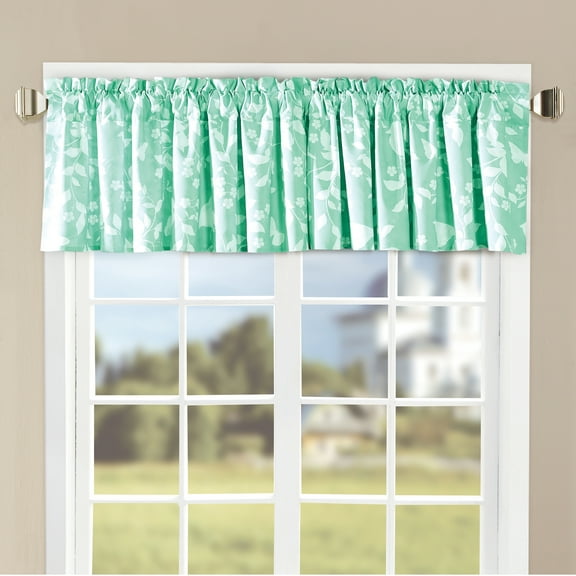 Home Soft Things Printed Microfiber Birdsong Valance 2 Piece Set - Teal - 60" x 18"