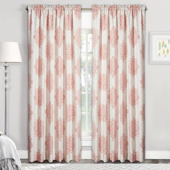 Home Soft Things Chelsea Coral Cobalt Curtain Set - 2 Panels - 60"x84"