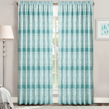 Home Soft Things Printed Microfiber Curtain - Emma 2 Piece Set - Teal - 60" x 96"
