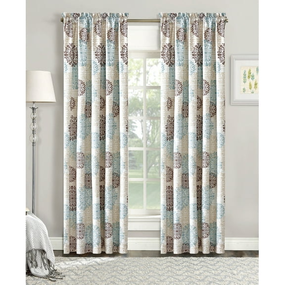 Home Soft Things Printed Microfiber Curtain - Marina 2 Piece Set - Dark Grey Granite - 60" x 84"