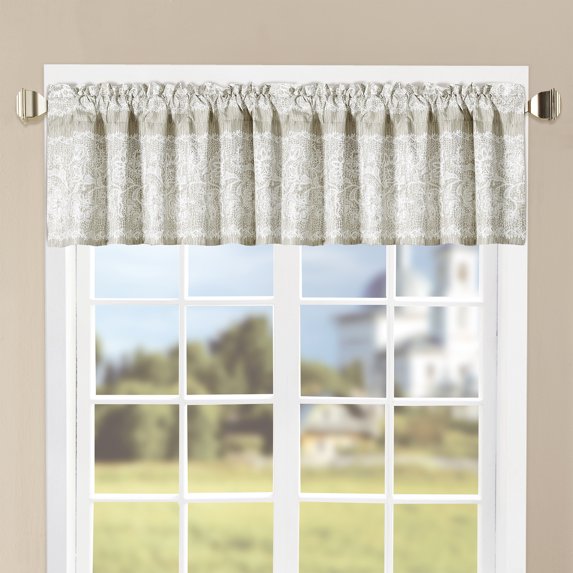 Home Soft Things Printed Microfiber Valance - Emma 2 Piece Set - Taupe - 60" x 18"