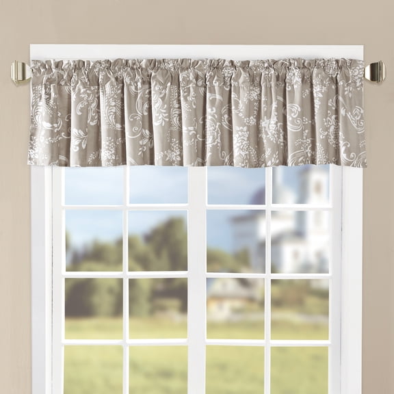 Home Soft Things Printed Microfiber Valance - LA Boheme 2 Piece Set - Taupe - 60" x 18"