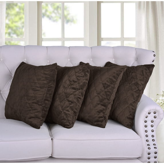 Home Soft Things Quilted Micromink 4 Piece Throw Pillow Cover Set - Pinecone - 20" x 20"