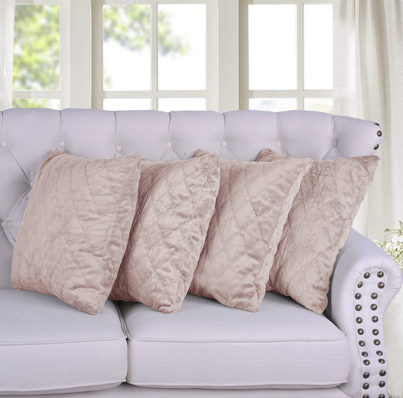 Home Soft Things Quilted Micromink 4 Piece Throw Pillow Cover Set