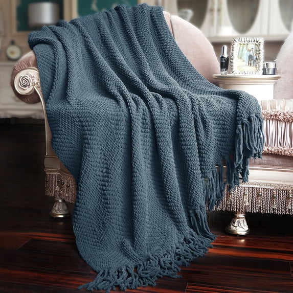 Home Soft Things Reversible Tweed Throw Blanket, Super Soft & Cozy - Blue Wing Teal, 60x80"