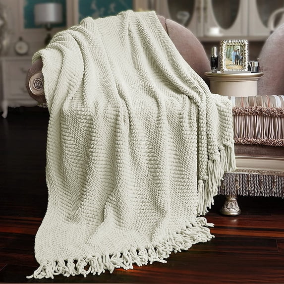 Home Soft Things Reversible Tweed Throw Blanket, Super Soft & Cozy - Oatmeal, 60x80"