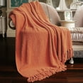 thumbnail image 1 of Home Soft Things Reversible Tweed Throw Blanket, Super Soft & Cozy - Rust, 50x60", 1 of 8
