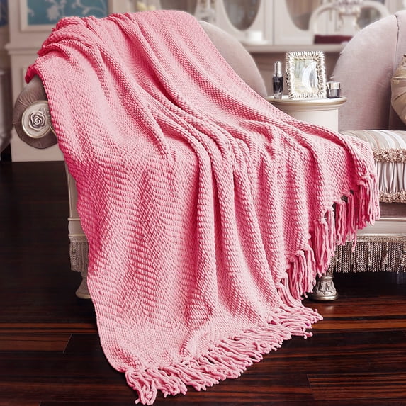 Home Soft Things Reversible Tweed Throw Blanket, Super Soft & Cozy - Strawberry Ice, 60x80"