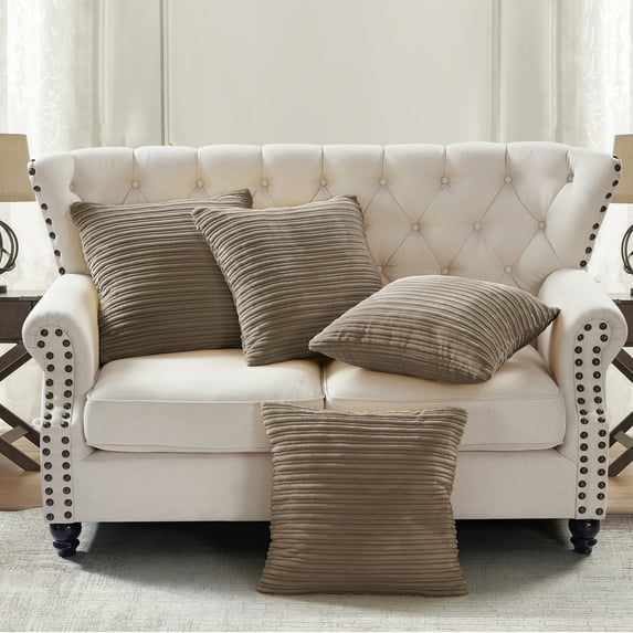 Home Soft Things Ribbed Flannel Throw Pillow Cover 4pcs - amphora - 20" x 20"