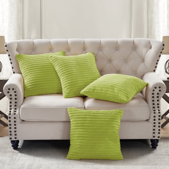 Home Soft Things Ribbed Flannel Throw Pillow Cover 4pcs - dark citron - 20" x 20"