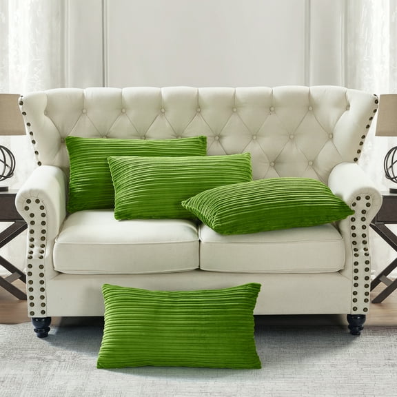 Home Soft Things Ribbed Flannel Throw Pillow Cover 4pcs - green eyes - 14" x 26"