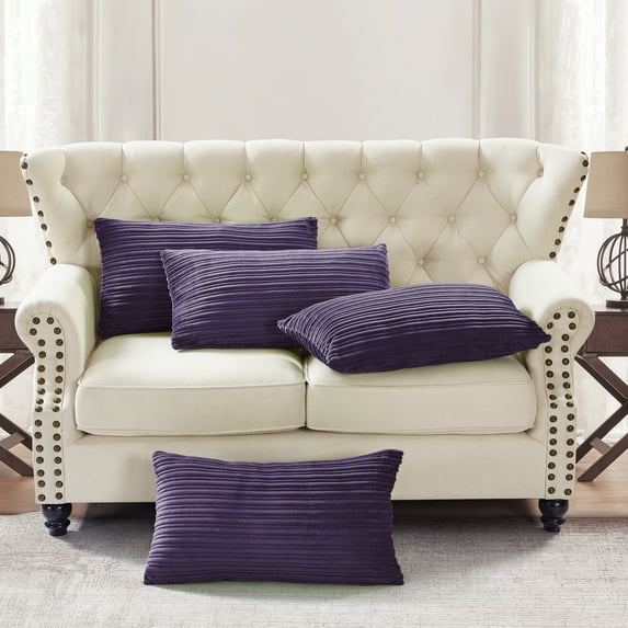 Home Soft Things Ribbed Flannel Throw Pillow Cover 4pcs - imperial purple - 14" x 26"