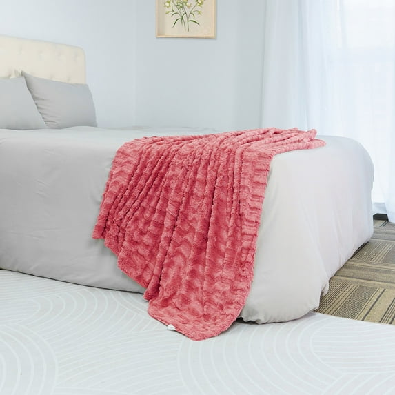 Home Soft Things Saga Double Sided Faux Fur Throw - Spice Coral - 50" x 60"