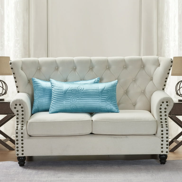 Set Of 2 Blue Variegated Stripe Decorative Pillow Covers