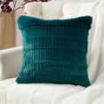 thumbnail image 1 of Home Soft Things Sculpted Stripe Faux Fur Pillow Covers, 1 piece, 20"x20", Teal, 1 of 9