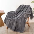 thumbnail image 1 of Home Soft Things Sculpted Stripe Faux Fur Throw Blanket with Micromink Back, Luxury Soft Cozy Plush Fluffy Fuzzy Reversible Thick Warm Throw Blanket, 50x60 inches, Grey, 1 of 12