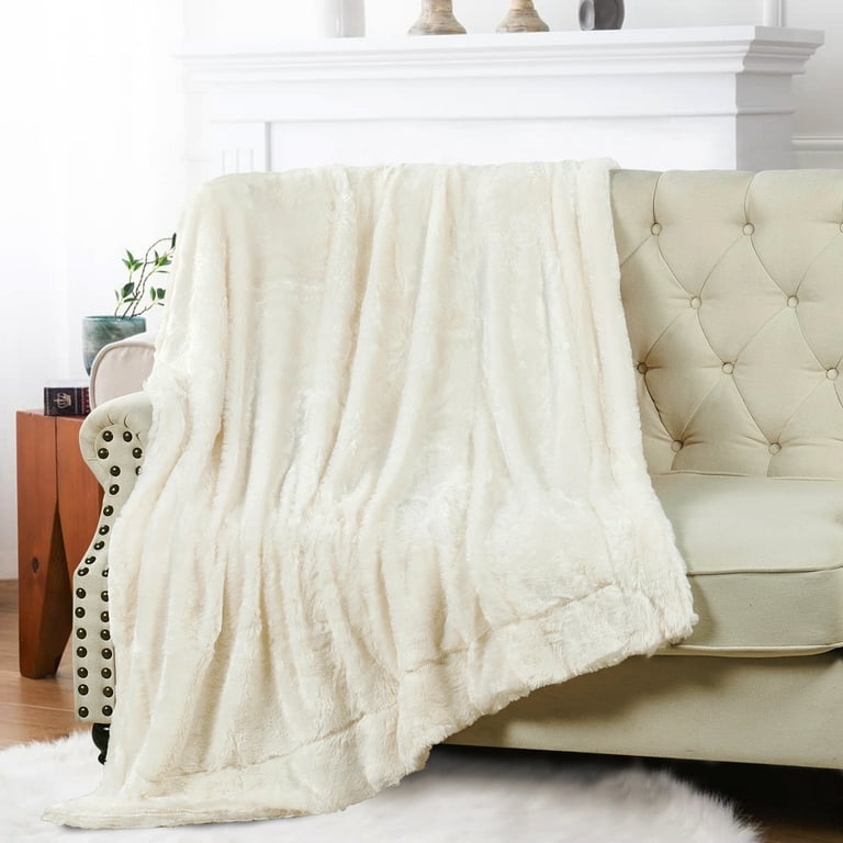 Home Soft Things Serengeti Double Sided Faux Fur Throw Ivory