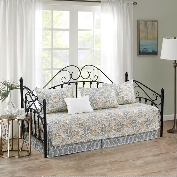 Home Soft Things 6-Piece Reversible Quilted Daybed Set w/ Bedskirt, Shams & Pillow - Lanza, 75"x39"