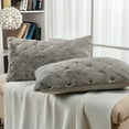 thumbnail image 1 of Home Soft Things Serenta Jacquard Rabbit Faux Fur Throw Pillow Covers 2 Piece Set, 14" x 26", Grey, 1 of 6