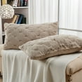 thumbnail image 1 of Home Soft Things Serenta Jacquard Rabbit Faux Fur Throw Pillow Covers 2 Piece Set, 14" x 26", Taupe, 1 of 6