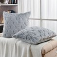 thumbnail image 1 of Home Soft Things Serenta Jacquard Rabbit Faux Fur Throw Pillow Covers 2 Piece Set, 20" x 20", Silver Grey, 1 of 6