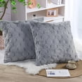 thumbnail image 1 of Home Soft Things Serenta Jacquard Rabbit Faux Fur Throw Pillow Covers 2 Piece Set, 26" x 26", Silver Grey, 1 of 5
