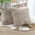 thumbnail image 1 of Home Soft Things Serenta Jacquard Rabbit Faux Fur Throw Pillow Covers 2 Piece Set, 26" x 26", Taupe, 1 of 5