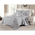 thumbnail image 1 of Home Soft Things 5 Piece Printed Microfiber Quilt Set - Tribal Medallion (Medallion-Light Grey) - California King (122" x 106"), 1 of 7